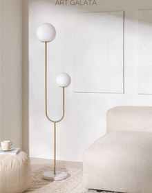 Resim Art Galata Modern mermer ayak ikili lambader 