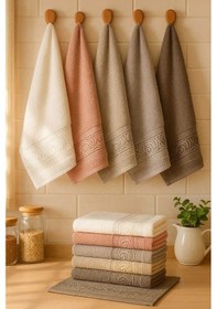 Resim 6 Parça Mutfak Havlusu Seti %100 Pamuklu Dalga Çok Renkli 