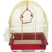 Resim Dayang İki Kapılı Davul Muhabbet Kuş Kafesi Kırmızı Sarı 30 x 23 x 39 CM 