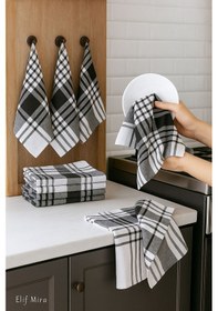 Resim 10 Lu Lüks Mutfak Kurulama Bezi Seti 45x65 Cm Table Linen Siyah 
