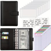 Resim A6 Bütçe Planlayıcı Cüzdanı Fermuarlı Nakit Zarfları ve Gider Bütçe Çizelgeleri ile, PU Deri Para Tasarruf Düzenleyici Nakit Zarf Sistemi ile, Kart Cepleri ve Kalem Döngüleri ile Çok İşlevli Dahili Depolama 