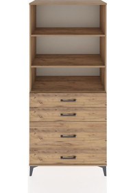 Resim Hyperion Dolap 3 Raflı 4 Çekmeceli 88x44x195 Çam-çam Atlas Çam 