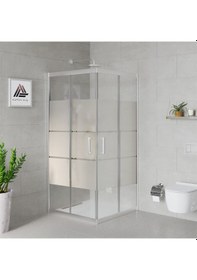 Resim Kupon Duş Vesta D100 Kare Duşakabin Parlak Profil Kumlu Cam H: 190 Cm Parlak 