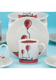 Resim Porsima 03 Porselen 12 Parça Türk Kahve Fincan Takımı 90ml 