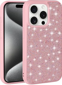 Resim İphone 15 Pro Max Uyumlu Parlak Taşlı Tasarım Pırlanta Zore Kılıf-pembe Pembe 