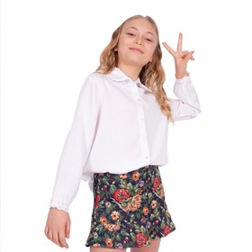 Resim Çiçek Bahçesi Jakarlı Kız Çocuk Etek - Volan Detaylı, Diz Üstü Mini - 9-10 Yaş 