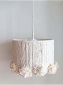 Resim C&A Silindir Makrome Ekru Ip Sargılı Ponpon Erkek Ve Kız Bebek Çocuk Odası Tasarım Sarkıt Avize 