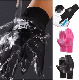 Resim Globber Dokunmatik Elastik Yağmur Rüzgar Geçirmez Eldiven Pembe L 