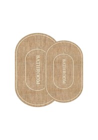 Resim Decomia Home Dijital Kaymaz Yıkanabilir Jüt Görünümlü Bathroom Banyo Paspası 2'li Jüt Beyaz 