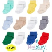 Resim Novibaby 12'li Bambu Yenidoğan Bebek Çorap I Mix Boy I Kız Erkek Bebek Çorabı Çok Renkli 