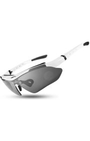 Resim Schulzz Rockbros Polarize %100 Uv Korumalı Beyaz 5 Lensli Bisiklet Spor Dağ Kayak Gözlüğü 