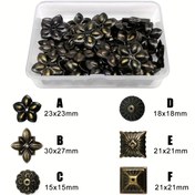 Resim Antik Pirinç Döşeme Çivileri, Mobilya, Ahşap Kutu, Kanepe için Metal Dekoratif Çiviler - Set A, 100+ Çivi ile 100 Adet, Antik Bronz Kaplama 