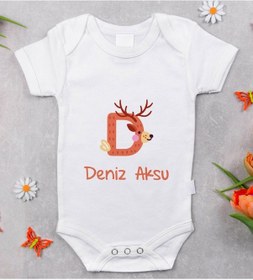 Resim Bitmeyenkartus Bk Kids Isimli Harfli Bebek Body Zıbın - Model 2 Beyaz 