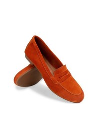 Resim Deery Hakiki Süet Deri Turuncu Kadın Babet Turuncu 