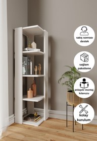 Resim LİYANO Köşe Kitaplık Dekoratif Kitaplık Saksılık Çiçeklik 