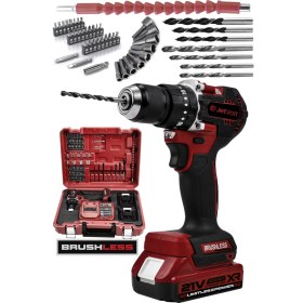 Resim Jetvolt 21V 2.0AH Kömürsüz Motor Çelik Mandren Darbeli Şarjlı Matkap - Kırmızı 