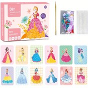 Resim 12 Adetlik Prenses Elbise Dikiş Seti Kızlar İçin, Kendin Yap Polyester Elyaf Sanat ve El Sanatları Seti, Yaratıcı Yapboz Dikiş Boyama Hediyesi, Karışık Renkli Prenses Panosu Alet ve Aksesuarlarla 