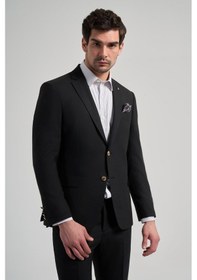 Resim İmza Düz Bez Ayağı Mono Yaka Tam Astar Esnek 6 Drop Slim Fit Ceket 1002245903 Siyah 