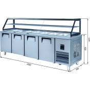 Resim Galleyz Servis Buzdolabı - 4 Kapılı - Camlı - 230X70X85 cm 