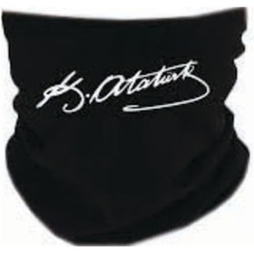 Resim Atatürk Imzalı Siyah Penye Boyunluk Unisex 