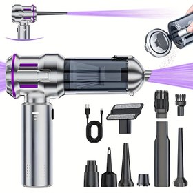 Resim Yeni Kablosuz Üfleme ve Emme Entegreli Toz Alma El Tipi Yüksek Güçlü Çok Fonksiyonlu Araba ve Ev Kullanımı İçin Vakum Temizleyici - USB Şarjlı Kompresörlü Hava Toz Alma Cihazı, Saç Kurutma Makinesi ve Fırçasız Motorlu Pompası ile Arabalar, Evler, Ofisler, Kamp için Uygun 