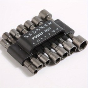 Resim 14 adet Karbon Çelik Güç Somun Anahtarı Matkap Ucu Seti, Metrik Soket Anahtarı Vida 1/4 "Hex Shank, Elektrikli Matkaplar ve Tornavidalar için Derinleştirilmiş Altıgen Soket Toplu Uçları 