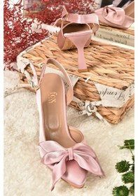 Resim Fox Shoes Pudra Saten Kumaş Kadın Topuklu Ayakkabı K922164804 