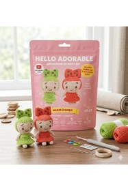 Resim ZUMRANKA HELLO ADORABLE 2'li Amigurumi Örgü Kiti Başlangıç Seti Kendin Yap Tasarım 
