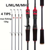 Resim Evrensel Karbon Fiber Olta Kamışı, 2.1M/6.89Ft Hızlı Aksiyon Hafif Güç Balık Tutma Çubuğu, 4 Uç, ML/M/MH Döner Olta Kamışı Tatlı ve Tuzlu Su Balıkları için 
