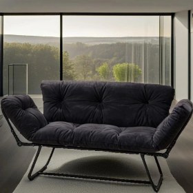 Resim Barrel Yatak Olabilen Mekanizmalı Ikili Kanepe | Kolları Açılan, Modern ve Fonksiyonel Yataklı Koltuk 