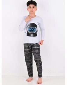Resim Vitmo Erkek Çocuk Pijama Takımı Moon Uzun Kollu Pamuklu Gri 