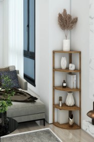 Resim Zümrüt 5 Katlı Üçgen Ahşap Çok Amaçlı Sehpa / Saksılık-çiçeklik / Dekoratif Raf Atlantik Çam 