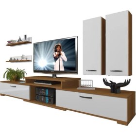 Resim Decoraktiv Flex 5D MDF Tv Ünitesi Tv Sehpası Ceviz Beyaz 