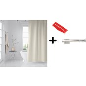 Resim Zethome Banyo Duş Perdesi Krem 180x200 Perde Borusu Askı Aparatı 