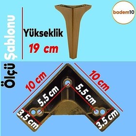 Resim Badem10 4 ADET Sedef Lüks Mobilya Kanepe Sehpa TV Ünitesi Koltuk Ayağı 19 cm Koyu Ceviz Baza Ayak 