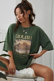 Resim uyguntarz Kadın Tasmania Baskılı Oversize T-shirt 
