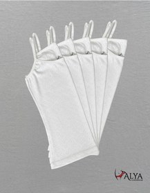 Resim Alya Underwear Kız Çocuk - Garson İp Askılı %100 Pamuklu Atlet Kalpli Jakarlı Kumaş 5'li Paket Beyaz 