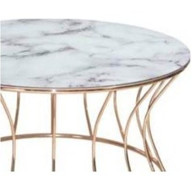 Resim Brc Kum Saat Orta Sehpa Model 1021 Beyaz Mermer Temper Cam Metal 