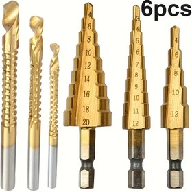 Resim 6 Adet 4-20, 4-12 Ve 3-12 Mm Boyutlarında Titanyum-Krom Döküm Demir Kesiciler, 3, 6 Ve 8 Mm Boyutlarında Da. Bu Dayanıklı, Uzun Ömürlü Çok Fonksiyonlu Freze Araçları, Metal Çekirdek Delme Ve Ahşap İşleme İçin Uygun, Metal İşleme İçin Geliştirilmiş Matkap Gücü Sunar. | Hassas Matkap Uçları | Dayanıklı Matkap Uçları, Metal Matkap Uçları. 