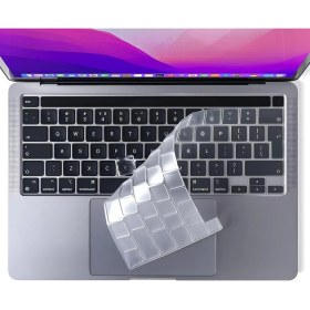 Resim Macbook Pro 13&apos;&apos; M1 / M2 Çip 2020-2021-2022 Yılları ve (A2338)(A2289)(A2251) Model Kodları ile Uyumlu Mat Buzlu Şeffaf Su Geçirmez Silikon Klavye Koruyucu (Şeffaf Klavye Koruyucu) 