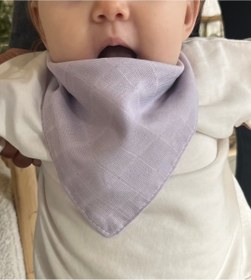 Resim runbaby Müslin Kumaş Çıtçıtlı Bebek Salya Önlük & Fular ( Lila ) 