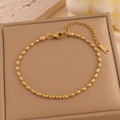 Resim 1 Adet Şık Paslanmaz Çelik Boncuklu Bilezik, Ayarlanabilir Vintage Minimalist Tarz Takı Kadınlar İçin, Altın Pirinç Boncuk Tasarımı ve Istakoz Tokası, Günlük Kullanım & Hediye İçin Mükemmel, Boncuklu Bilezik 