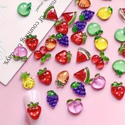 Resim 50 adet Rastgele Karışık Reçine Meyve Tırnak Süsleri 3D Yaz Çilek Kiraz Üzüm Karpuz Ananas Elma Şekil Tasarım Tırnak Dekorasyonları 
