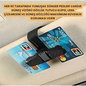 Resim Platinum Araç Içi Gözlük, Kart, Kartvizit Tutucu, Çift Taraflı Klipsli Güneş Gözlüğü Tutucu 