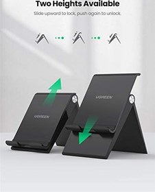 Resim UGREEN ayarlanabilir cep telefonu standı iPhone 11 Pro Max XS, Galaxy S20 S10, Huawei P30 vb. ile uyumlu (siyah) 