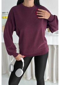 Resim Balenbi Premium Modal Kumaş Bisiklet Yaka Kadın Sweatshirt 1124 Bordo 