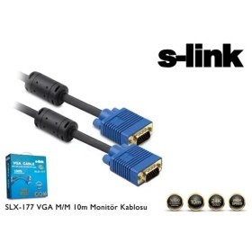 Resim S-Link Slx-177 Vga M/M 10M Monitör Kablosu 