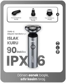 Resim Relux RRS8700 Döner Başlıklı Tıraş Makinesi - Islak & Kuru, 90 Dakika Kablosuz Kullanım, Type-C Şarj 