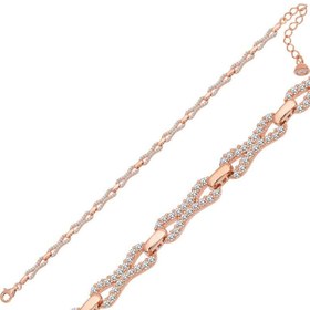 Resim Silver Rose Zircon Stone Women's Bracelet 