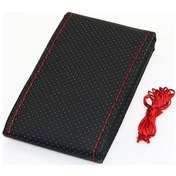 Resim Tongdashop Siyah Kırmızı Universal Deri Direksiyon Kılıfı Kaymaz Rahat Tutuş 1496 İnç Siyah Kırmızı 